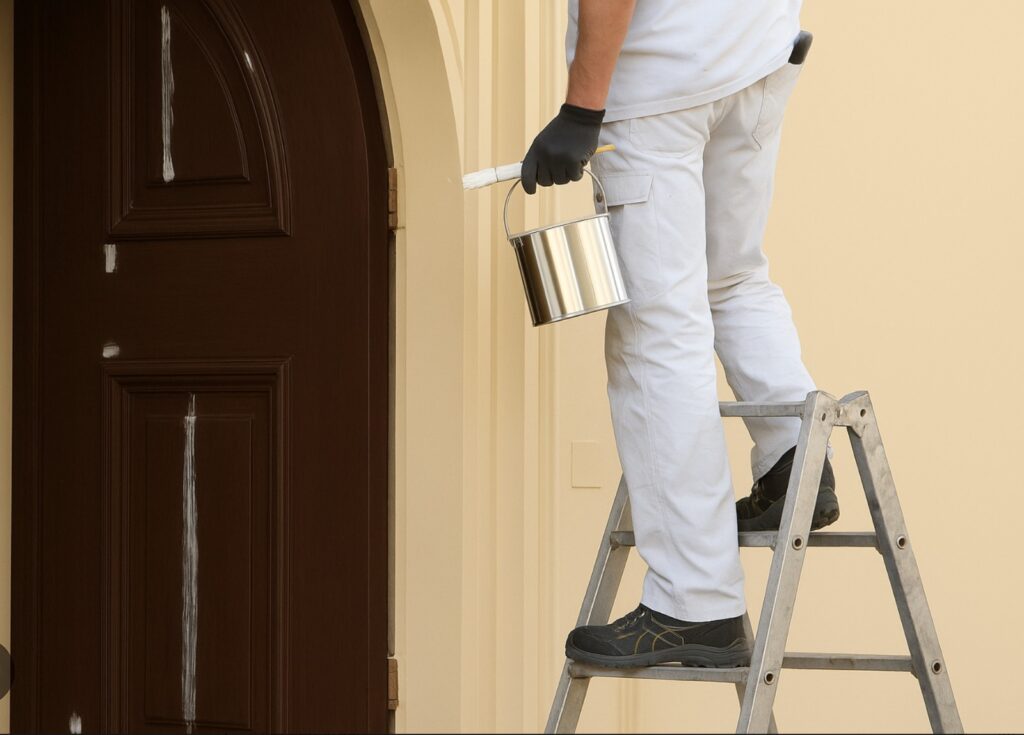 PNA Schilders – Buitenschilderwerk woning Winschoten Schilder van PNA Schilders voert buitenschilderwerk uit aan woning in Winschoten